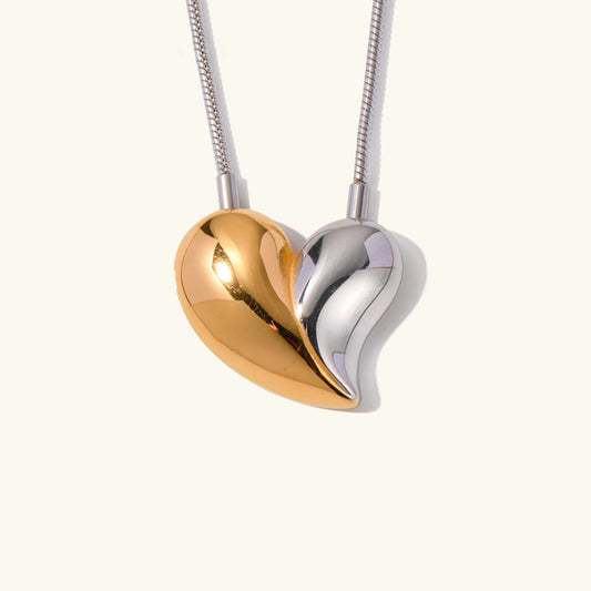 [Raffine]Dorothea Two Tone Heart Necklace