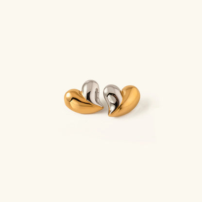 [Raffine]Dorothea Two Tone Heart Earrings