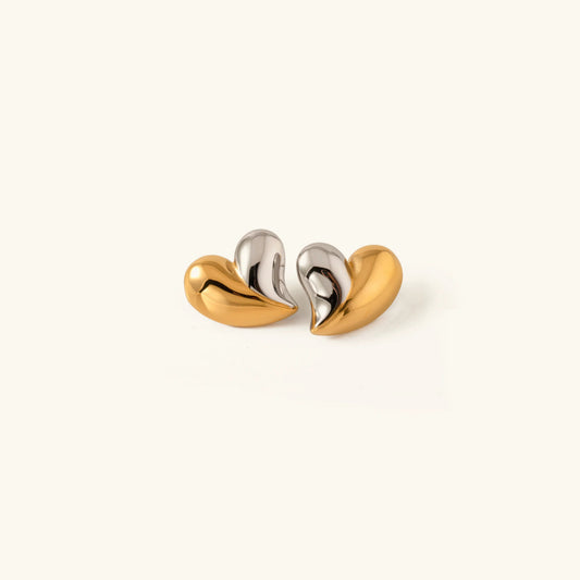 [Raffine]Dorothea Two Tone Heart Earrings