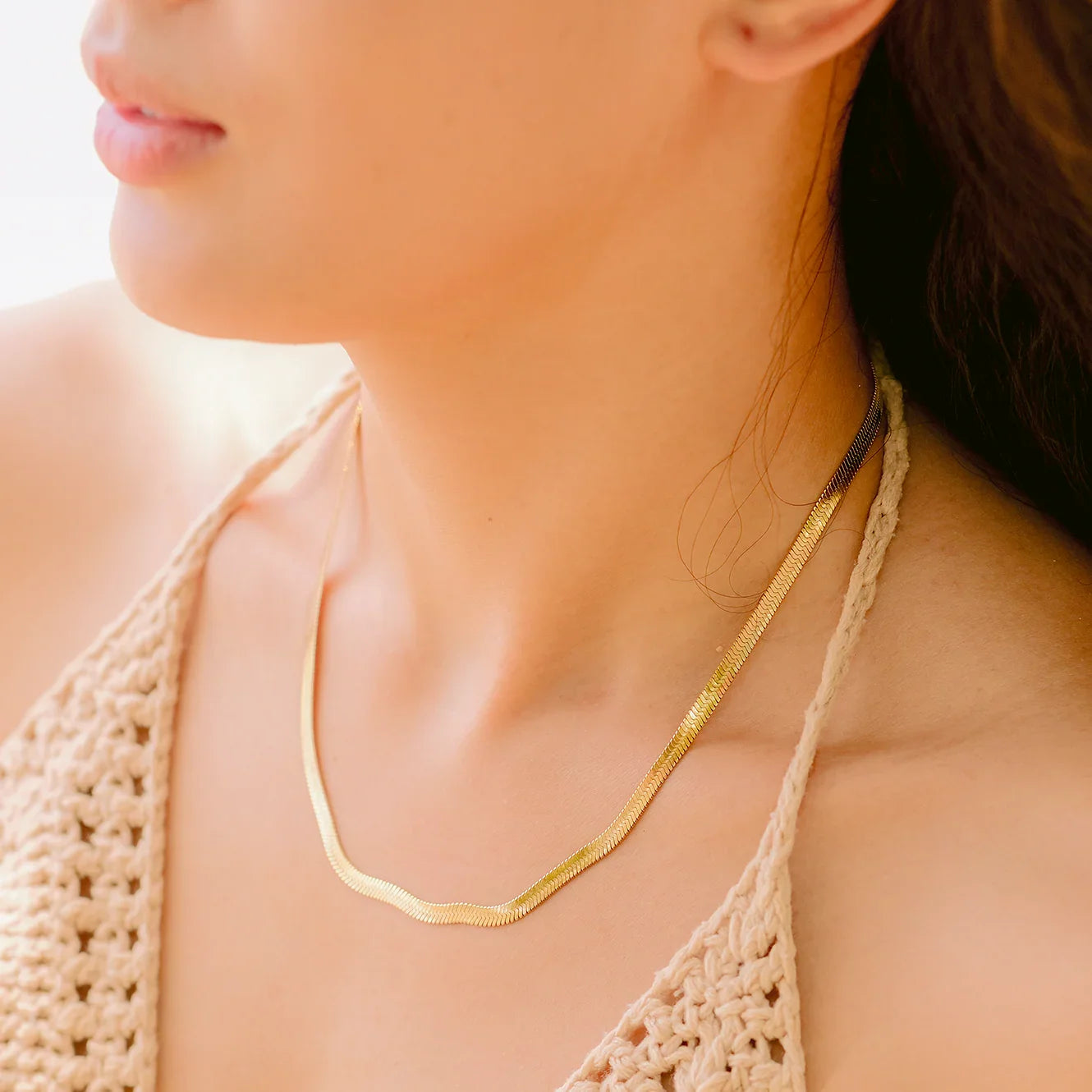 [Raffine]Elysian Gold Herringbone Necklace