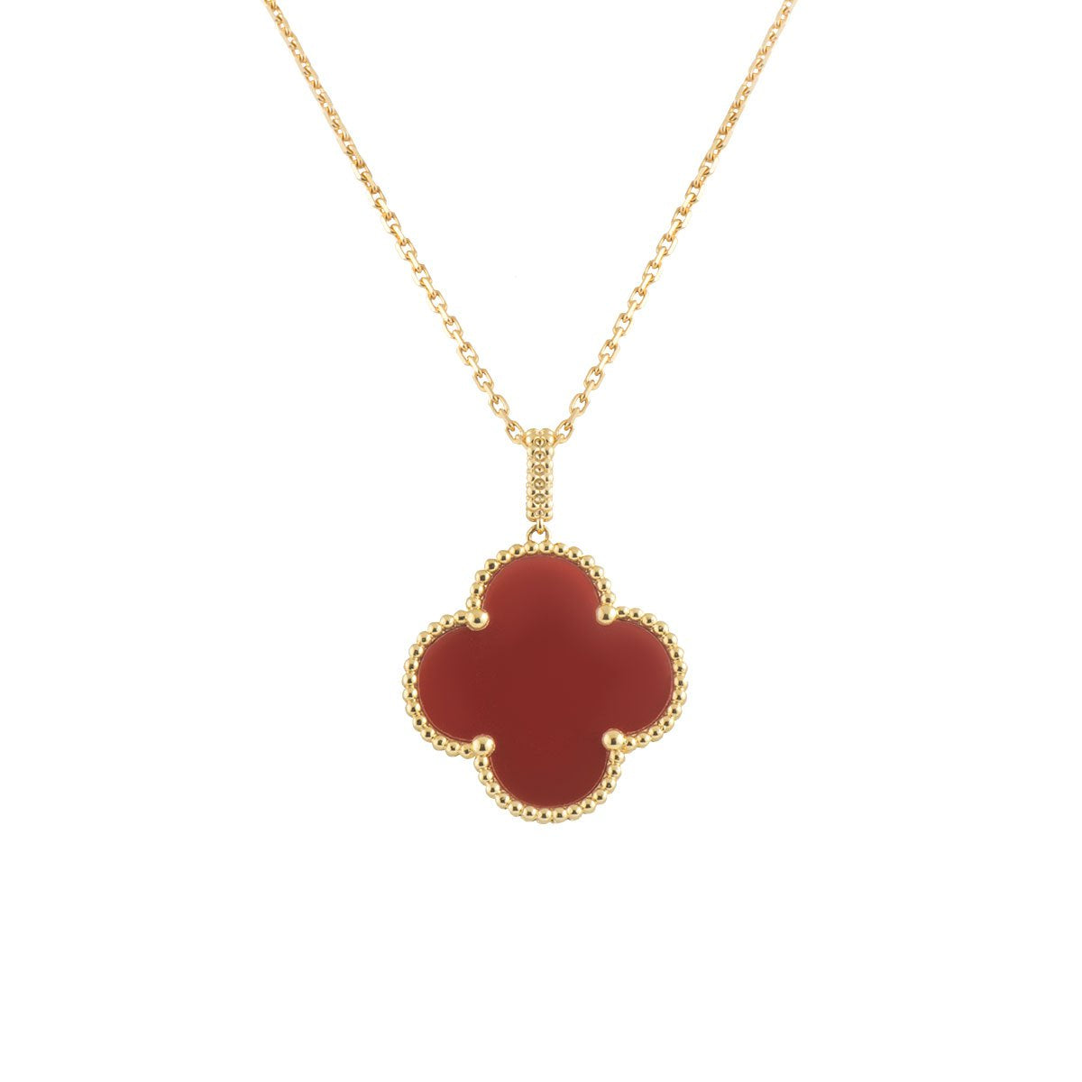 [Raffine] COLLAR TRÉBOL 25MM ORO CORNALINA