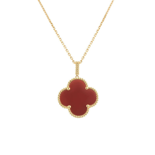 [Raffine] COLLAR TRÉBOL 25MM ORO CORNALINA
