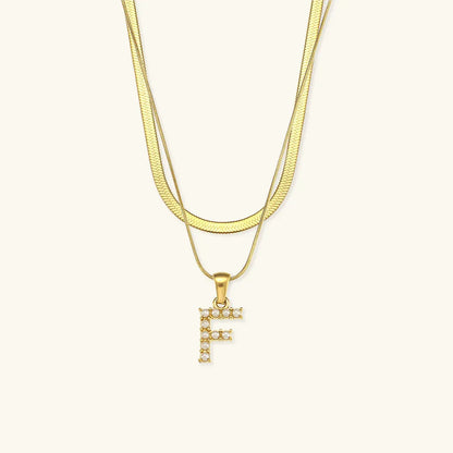 [Raffine]Fiona Layered Gold Initial Letter Necklace