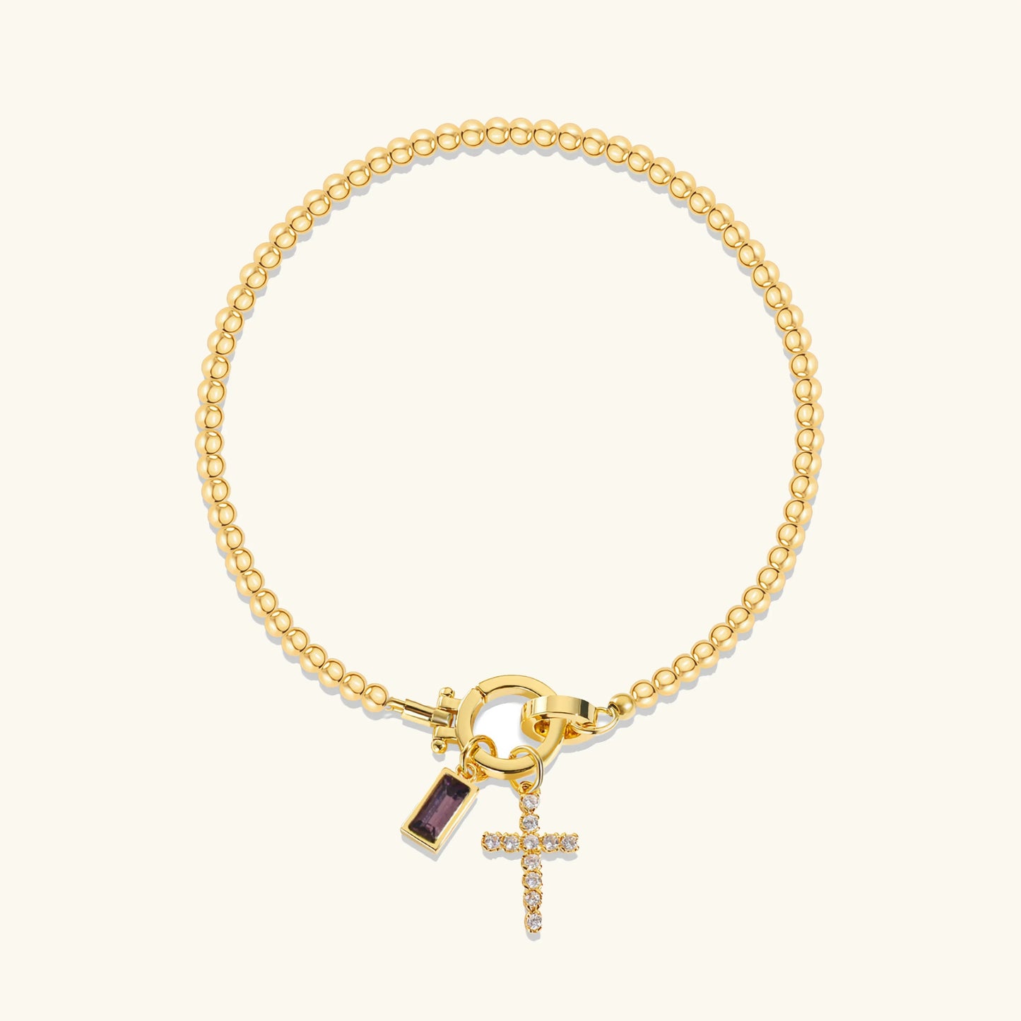 [Raffine]Amalia Birthstone Cross Bracelet