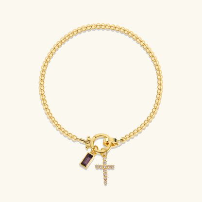 [Raffine]Amalia Birthstone Cross Bracelet