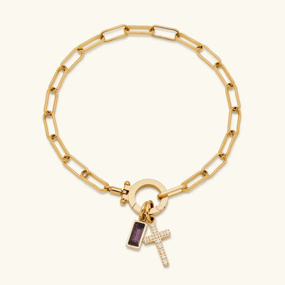 [Raffine]Annabella Birthstone Cross Bracelet