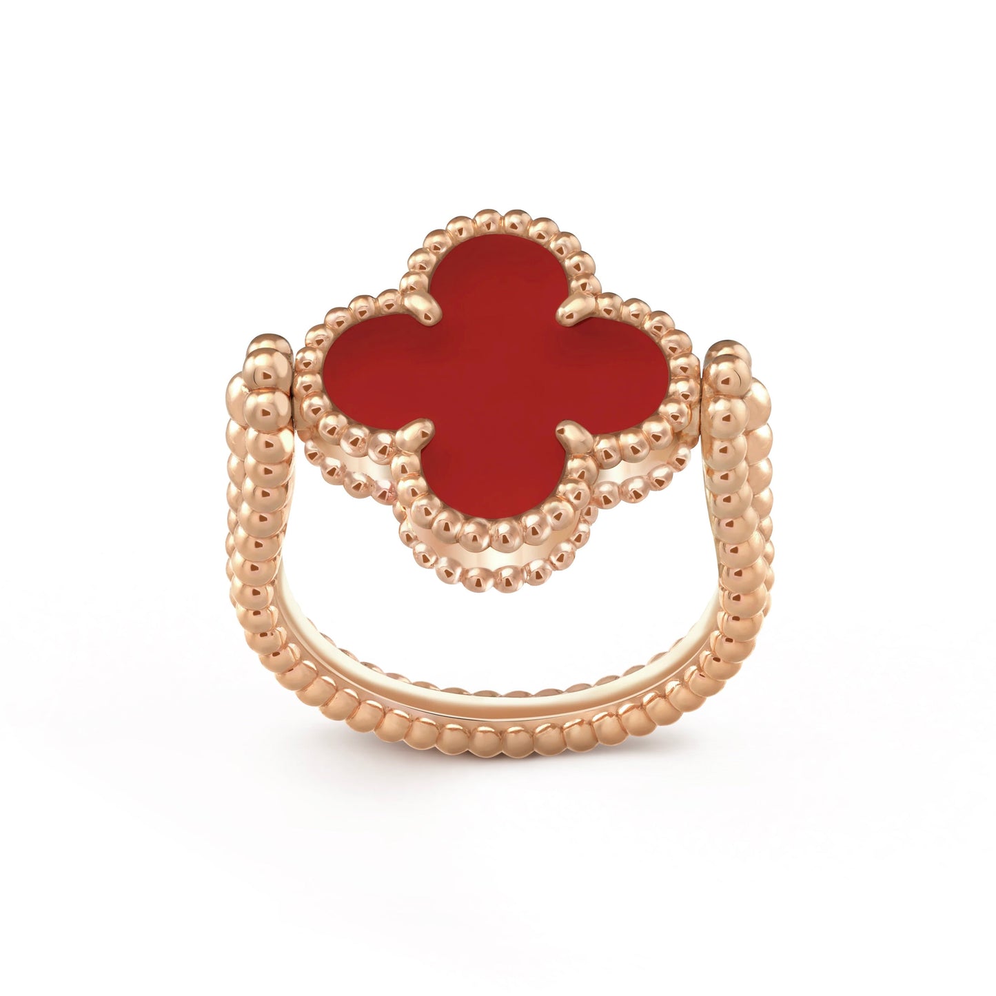 [Raffine]Anillo de oro rosa con forma de trébol Riversible 