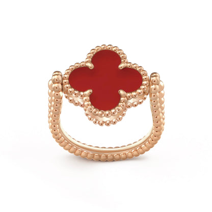 [Raffine]Anillo de oro rosa con forma de trébol Riversible 