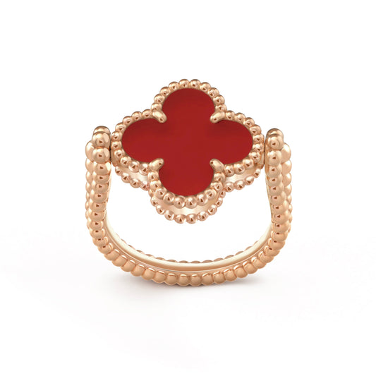 [Raffine]Anillo de oro rosa con forma de trébol Riversible 
