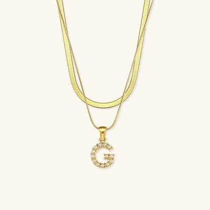 [Raffine]Fiona Layered Gold Initial Letter Necklace