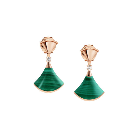 [Raffine]DREAM MALACHITE PINK GOLD EARRINGS