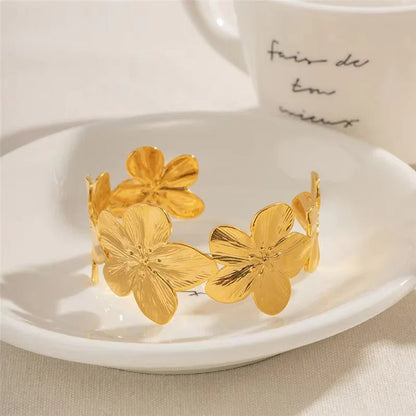[Raffine]Ophelie Gold Floral Bangle