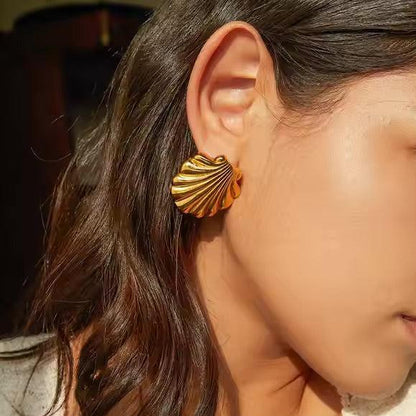 [Raffine]Bayside Gold Seashell Earrings