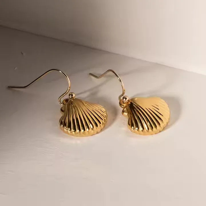 [Raffine]Breeze Gold Seashell Earrings