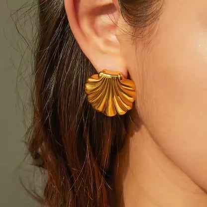 [Raffine]Bayside Gold Seashell Earrings