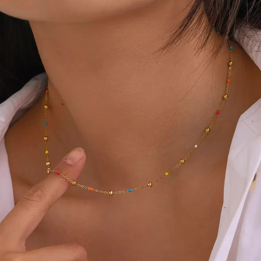 [Raffine]Amphitrite Gold Chain Bead Necklace
