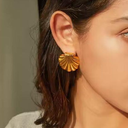 [Raffine]Bayside Gold Seashell Earrings