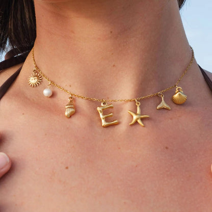 [Raffine]Avaria Ocean Initial Necklace