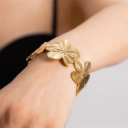 [Raffine]Ophelie Gold Floral Bangle