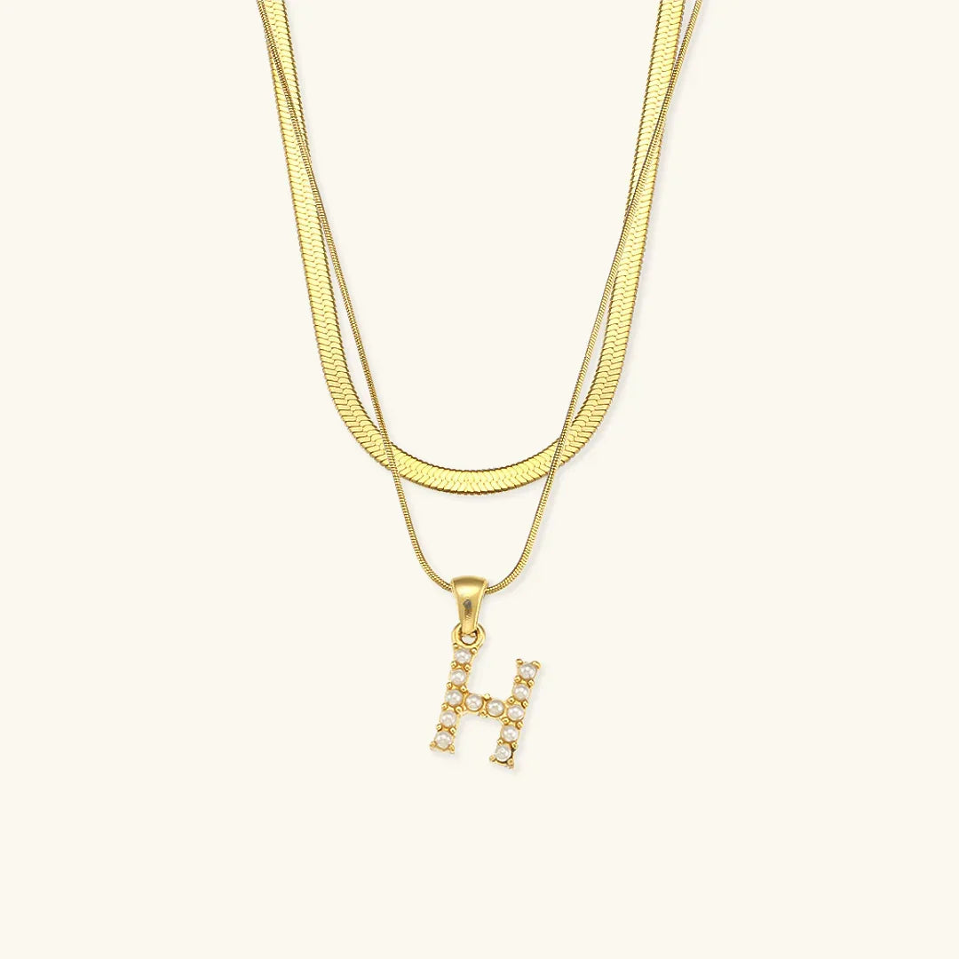[Raffine]Fiona Layered Gold Initial Letter Necklace