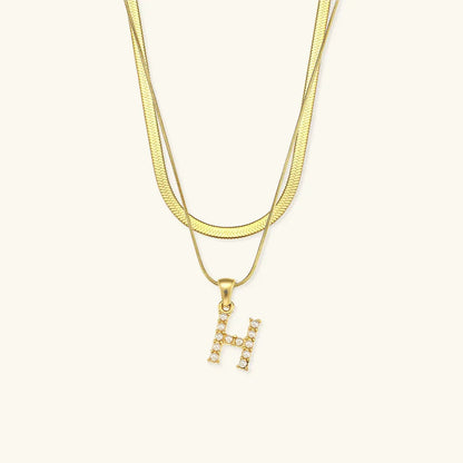 [Raffine]Fiona Layered Gold Initial Letter Necklace