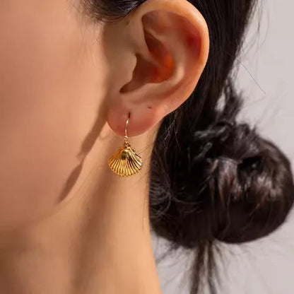 [Raffine]Breeze Gold Seashell Earrings