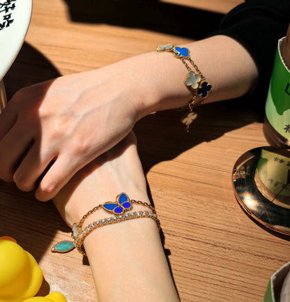 [Raffine]LUCKY SPRING BUTTERFLY 5 MOTIF BRACELET