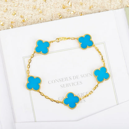 [Raffine]CLOVER 5 MOTIFS TURQUOISE BRACELET