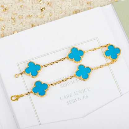 [Raffine]CLOVER 5 MOTIFS TURQUOISE BRACELET