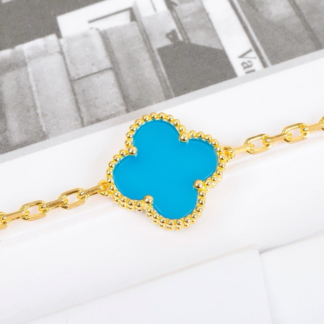 [Raffine]CLOVER 5 MOTIFS TURQUOISE BRACELET