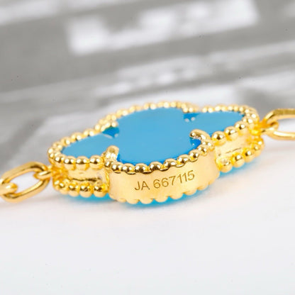 [Raffine]CLOVER 5 MOTIFS TURQUOISE BRACELET