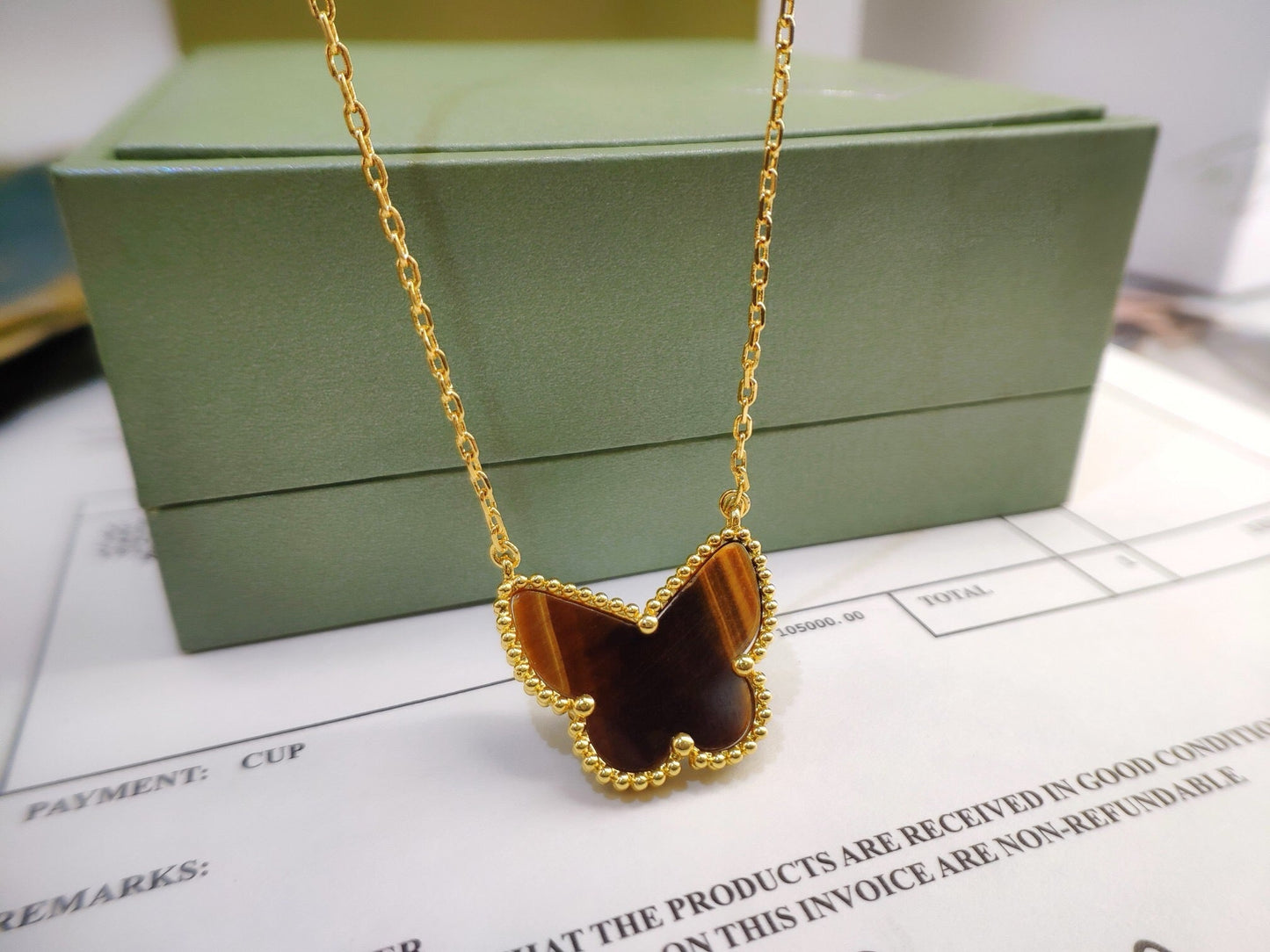 [Raffine] COLLAR DE MARIPOSA OJO DE TIGRE