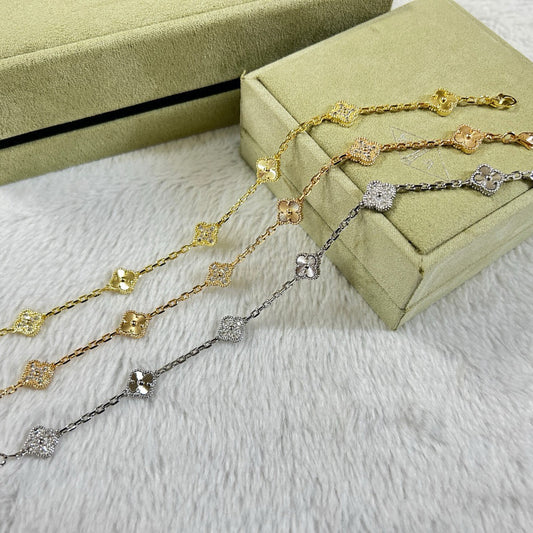 [Raffine]CLOVER 6 MOTIF DIAMOND LASER BRACELET