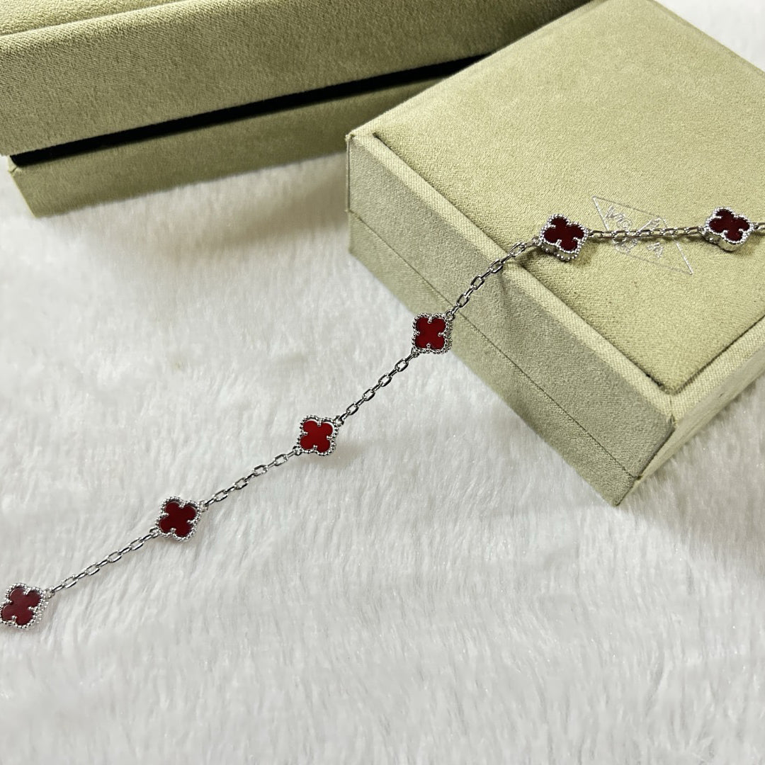 [Raffine]CLOVER 6 MOTIF RED AGATE BRACELET
