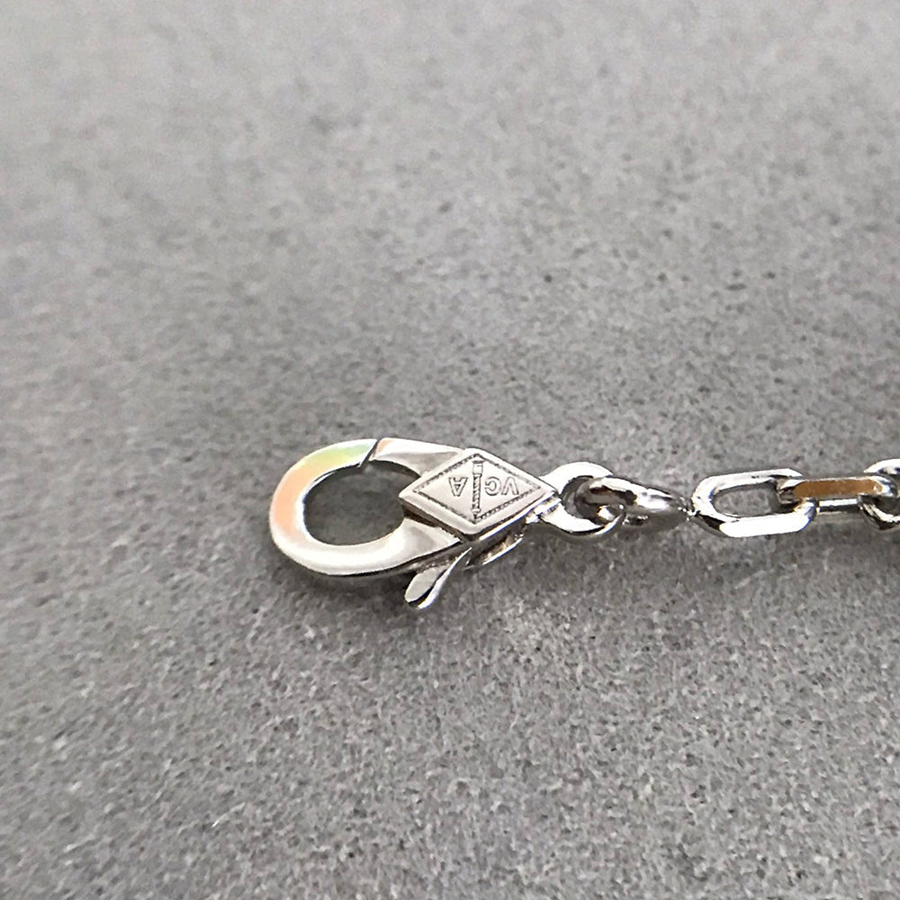 [Raffine]CLOVER 5 MOTIF ONYXS DIAMOND BRACELET SILVER
