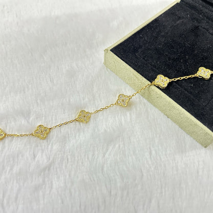 [Raffine] DIAMANTARMBAND MIT KLEEBLATT UND 6 MOTIV