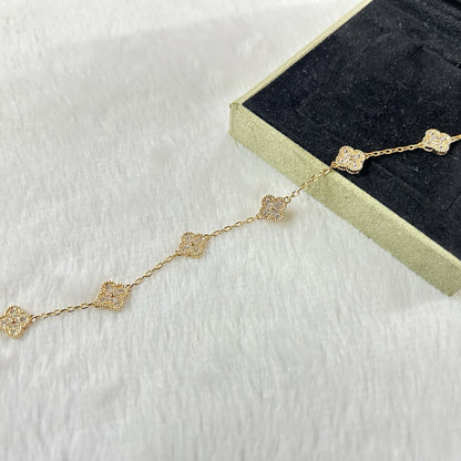[Raffine] DIAMANTARMBAND MIT KLEEBLATT UND 6 MOTIV