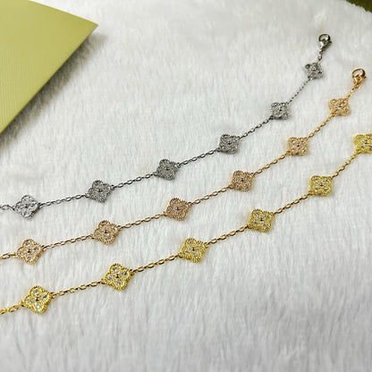 [Raffine] DIAMANTARMBAND MIT KLEEBLATT UND 6 MOTIV