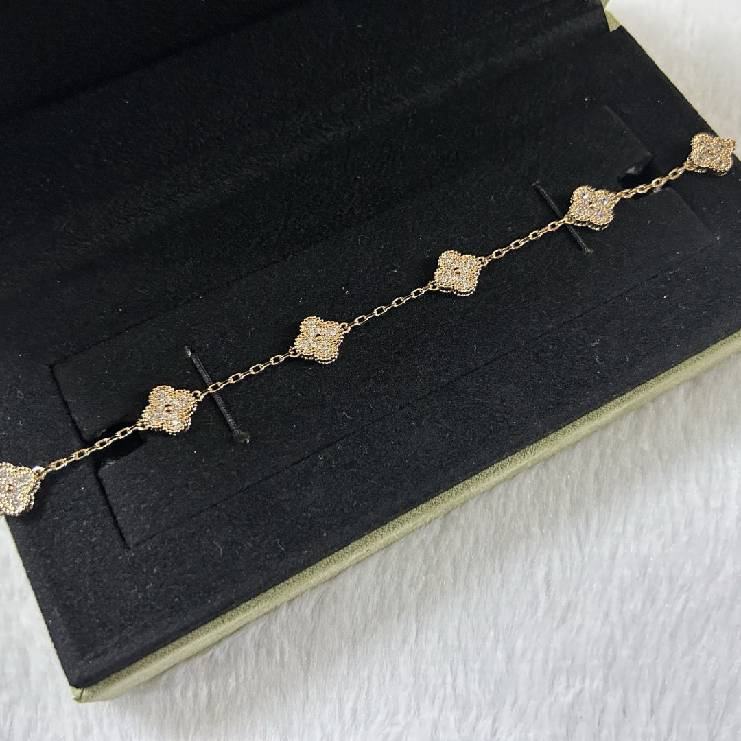 [Raffine]CLOVER 6 MOTIF DIAMOND BRACELET