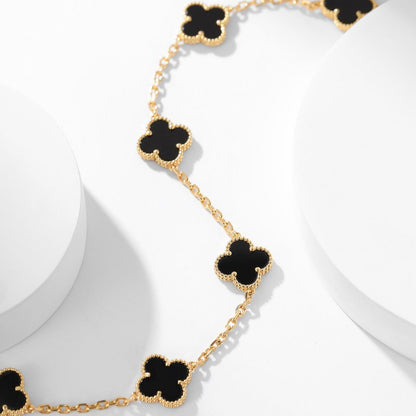 [Raffine] COLLAR DE ÓNIX CON 10 MOTIVOS DE TRÉBOL