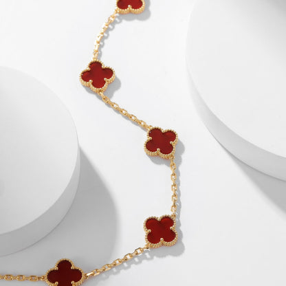 [Raffine] COLLAR DE CORNALINA CON 10 MOTIVOS DE TRÉBOL