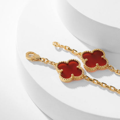 [Raffine] COLLAR DE CORNALINA CON 10 MOTIVOS DE TRÉBOL