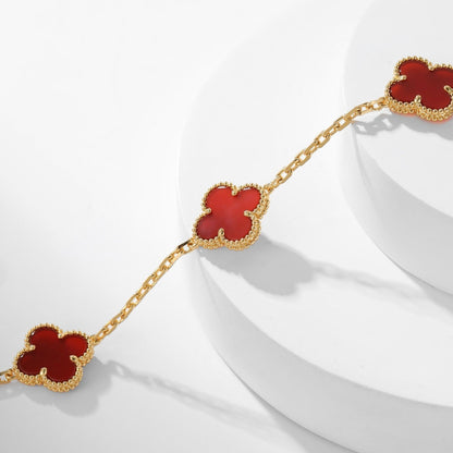 [Raffine] COLLAR DE CORNALINA CON 10 MOTIVOS DE TRÉBOL
