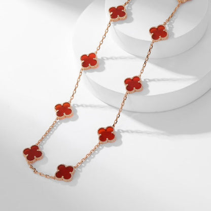 [Raffine] COLLAR DE CORNALINA CON 10 MOTIVOS DE TRÉBOL