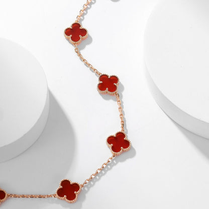[Raffine] COLLAR DE CORNALINA CON 10 MOTIVOS DE TRÉBOL