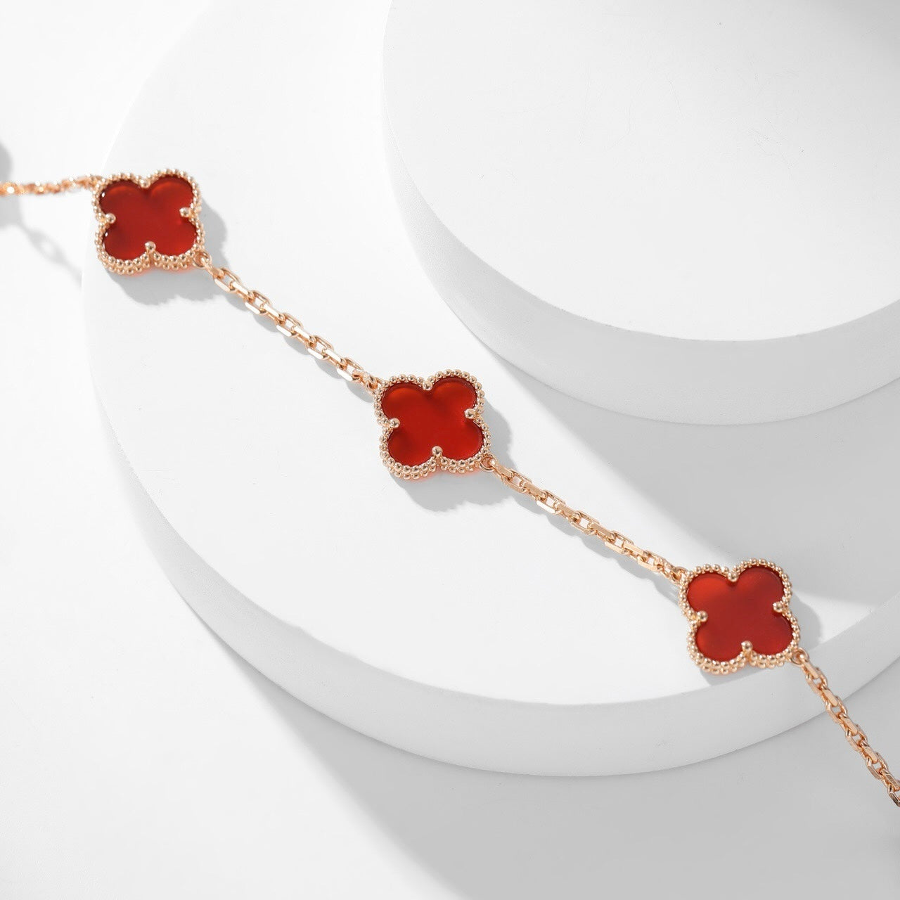 [Raffine] COLLAR DE CORNALINA CON 10 MOTIVOS DE TRÉBOL