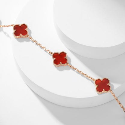 [Raffine] COLLAR DE CORNALINA CON 10 MOTIVOS DE TRÉBOL