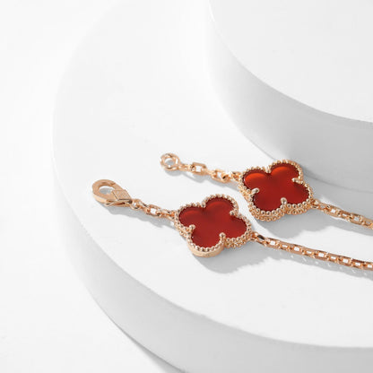 [Raffine] COLLAR DE CORNALINA CON 10 MOTIVOS DE TRÉBOL