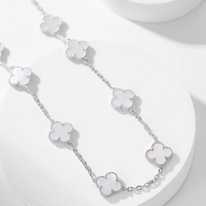[Raffine] COLLAR DE NÁCAR BLANCO CON 10 MOTIVOS DE TRÉBOL