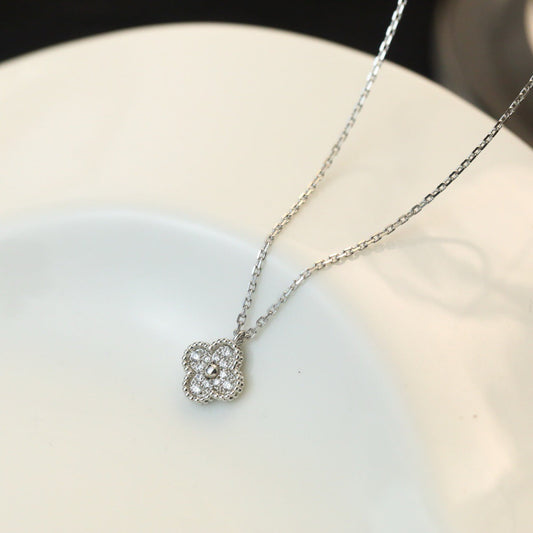 [Raffine]COLLAR CON COLGANTE DE DIAMANTES CLOVER MINI DE 9,5 MM